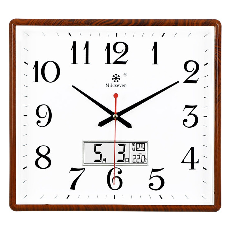 Seven Kings Star Rectangular Calendar Wall Clock Silent Quartz Clock with Temperature Wholesale Wall Clock Calendar Silent