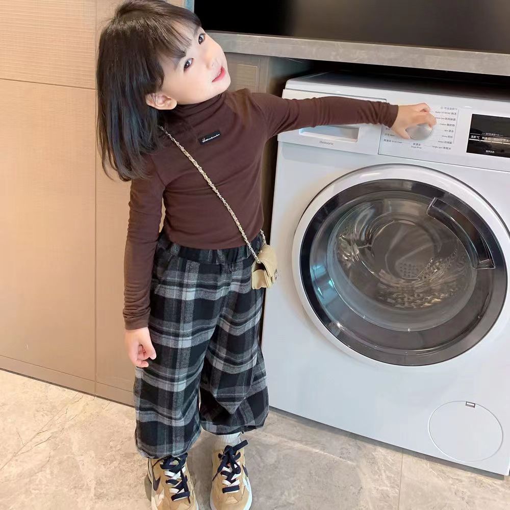 Picture of Girls' Bottoming Shirt 2025 Spring & Fall Pure Color Turtleneck T-Shirt Kidsren's Style Thickeneded Brushed Stretch Winter Top