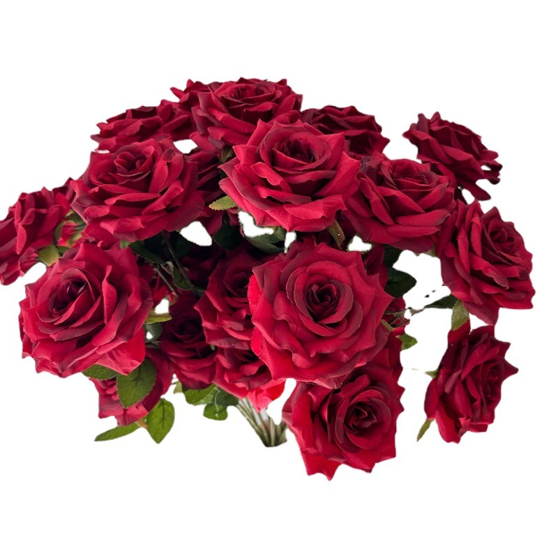 New 3-Head Diamond Rose Artificial Flower Wedding Hall Decorative Flower Artificial Flower Amazon Export Bouquet Rose Flower