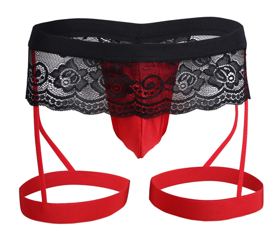 Picture of European and American foreign trade sexy underwear men's lace three-point underwear support wholesale a generation of M1533