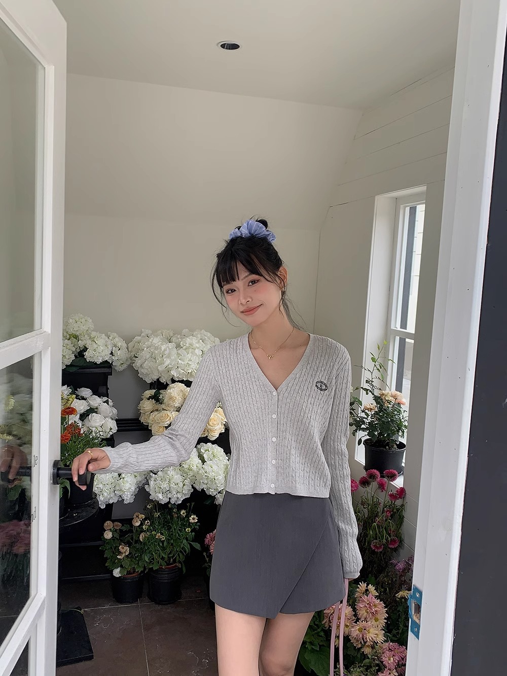 Split Design Sense Gray Suit Culottes Women's Autumn 2024 New Korean Style Slim Look High Waist Casual Wide Leg Shorts