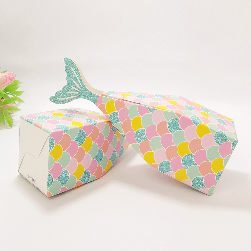 Picture of Wedding Fishtail Candy Box Wedding Return Gift Kidsren's Birthday Party Mermaid Gift Packaging Box Gift Box