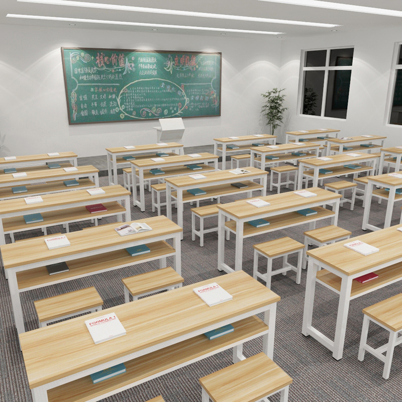 Picture of Student Desks and Chairs Training Tutoring Class Double Writing Desk Modern Home Bedroom Double-Layer Calligraphy Long Table