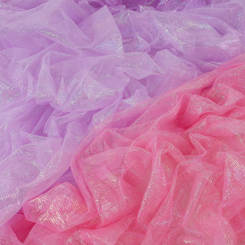 Magic Color Laser Mesh Designer Fabric Toy Headwear Packaging Gift Box Photographing Background Cloth Colorful Line Mesh