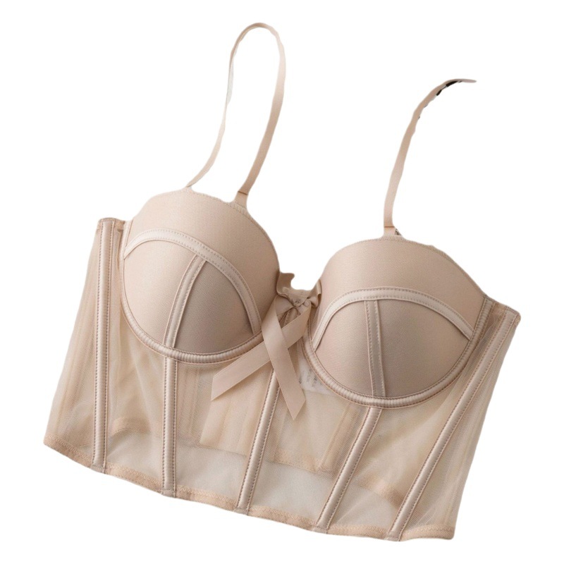 French sexy girl underwear vest-style soft steel ring bra Fishbone pure want transparent push up breast bra