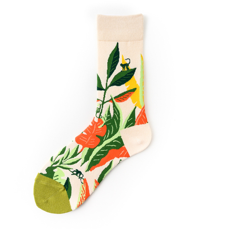 Picture of Vintage Floral Series Creative Pattern High Cotton Socks for Men and Women, Trendy Wholesale Fashion
