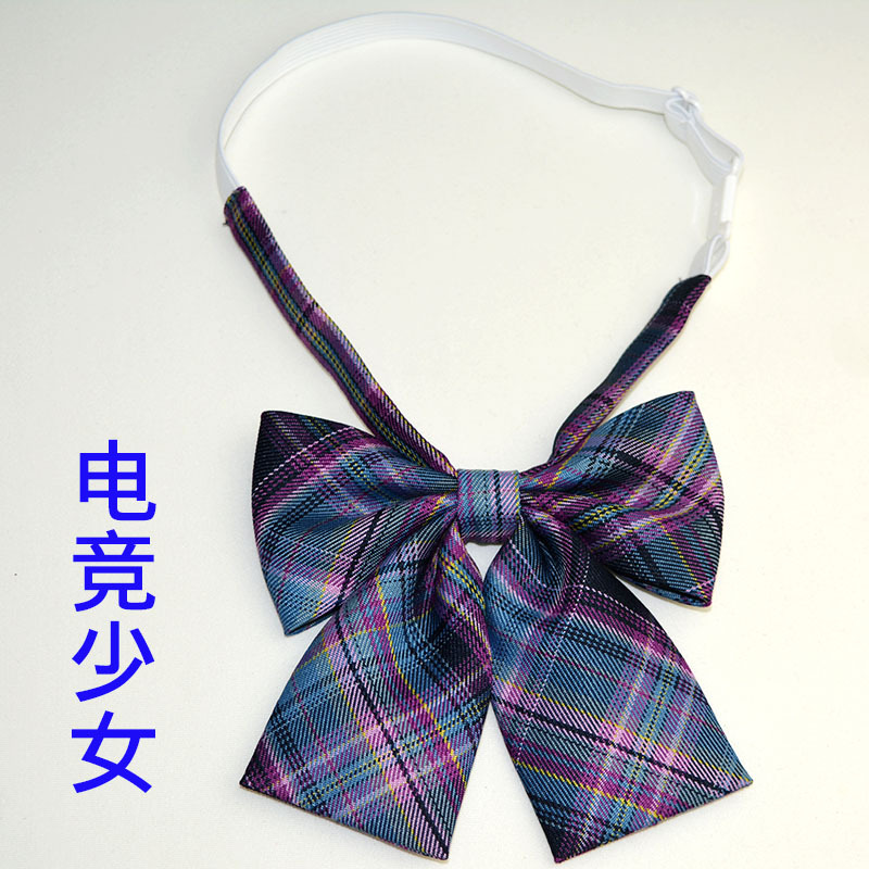 Picture of Hot-selling College Style Oka Pear Field Soot Black Bow Plaid Flat Horn JK Collar Bow Tie Shirt Accessories