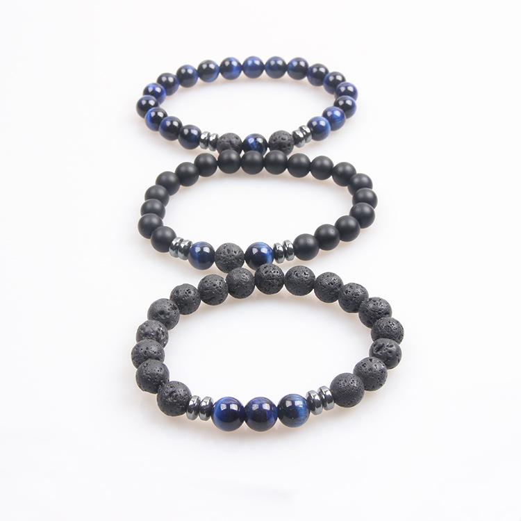 Picture of Zhou Lianfa Tiger Eye Bracelet Men's 8MM Beads suit Elastic Adjustable Black Crystal Beads Suitable for Ladies Ceremony