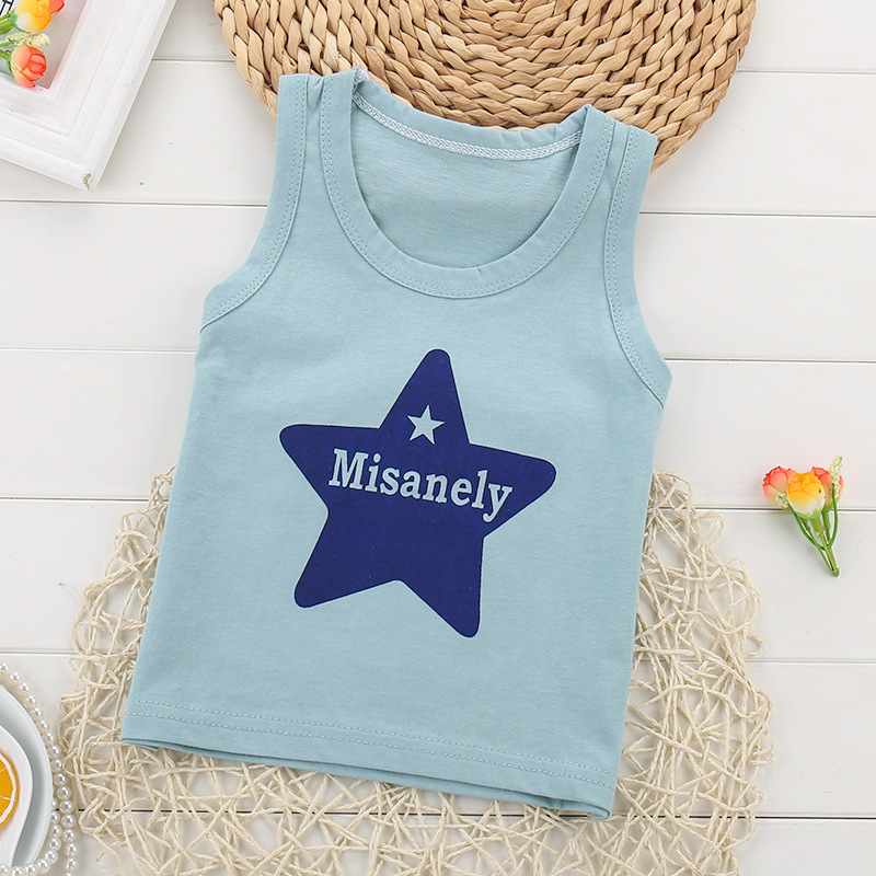 Picture of Children's single-piece vest cotton summer new boys sleeveless top girls Korean version of small and medium-sized children's base shirt wholesale
