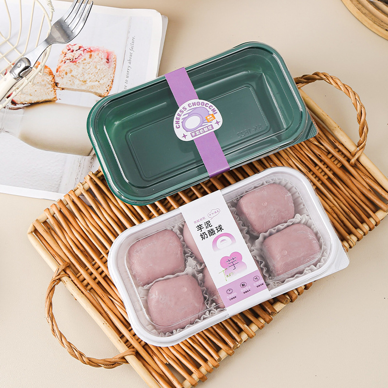 Taro Mud Cheese Ball Packing Box 6 Pack Snow Mei Niang Potato Biscuits Puff Cake Box Transparent West Point Packing