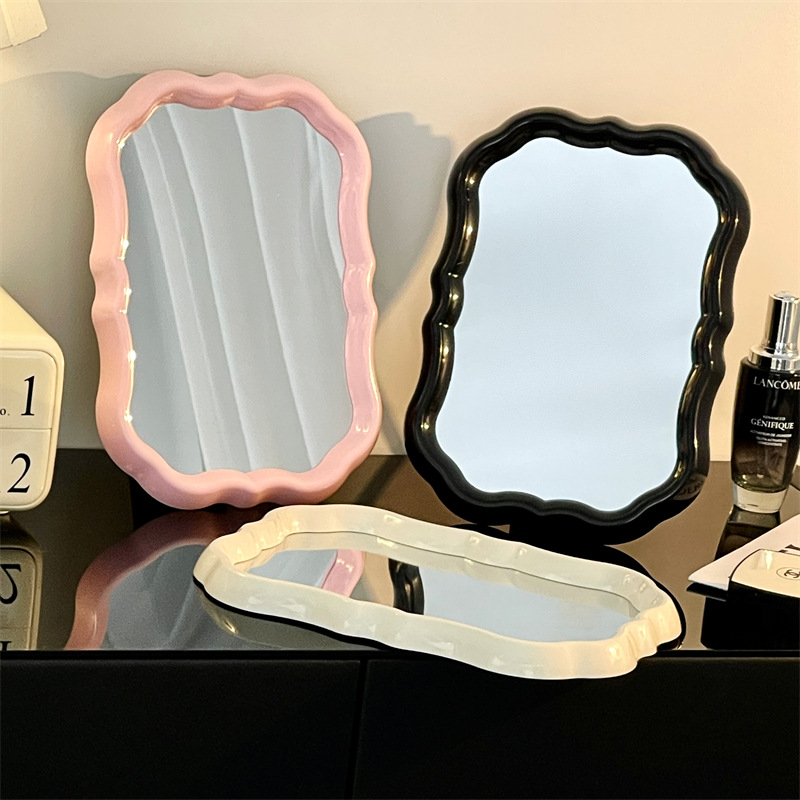 Picture of New flower mirror creative dormitory bedroom desktop high-value student dormitory makeup mirror desktop dressing mirror