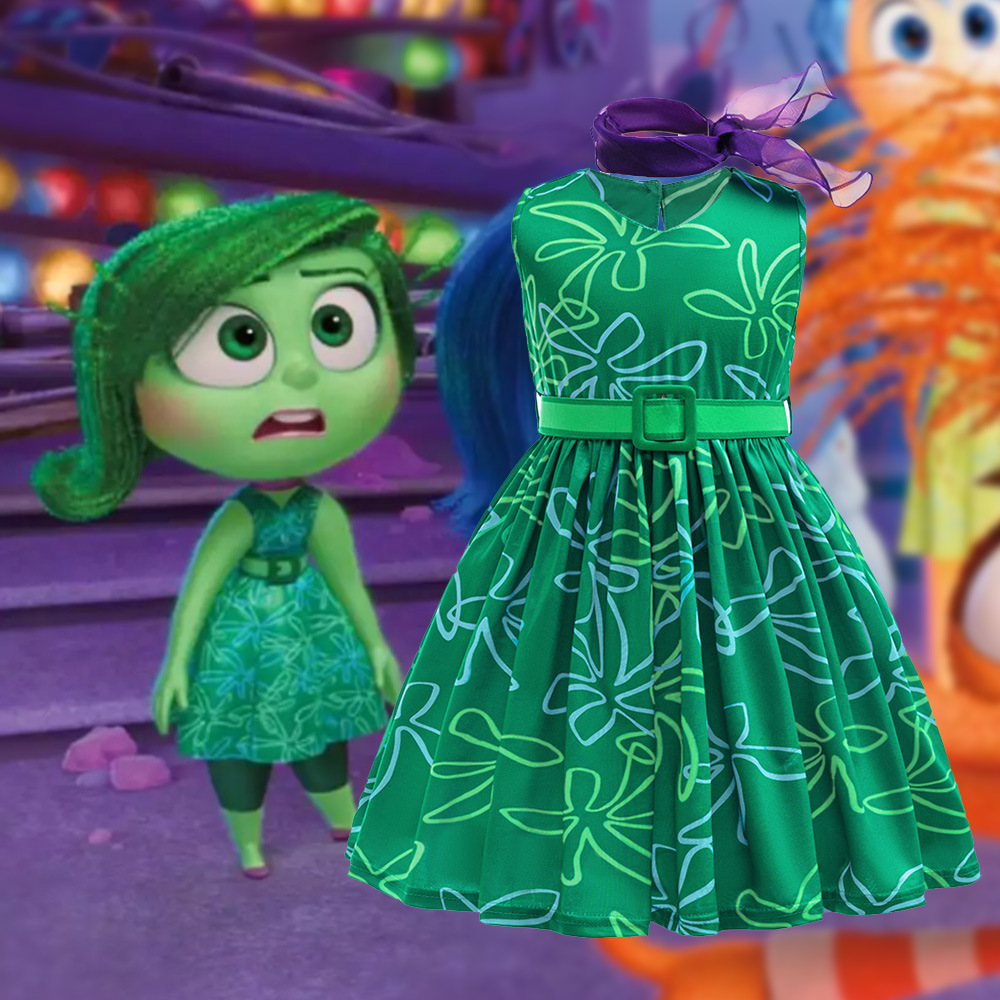 Cross-Border New Brain Agent Team 2 Misogyny Dress Green Cosplay Princess Dress Silk Scarf Holiday Performance Clothing