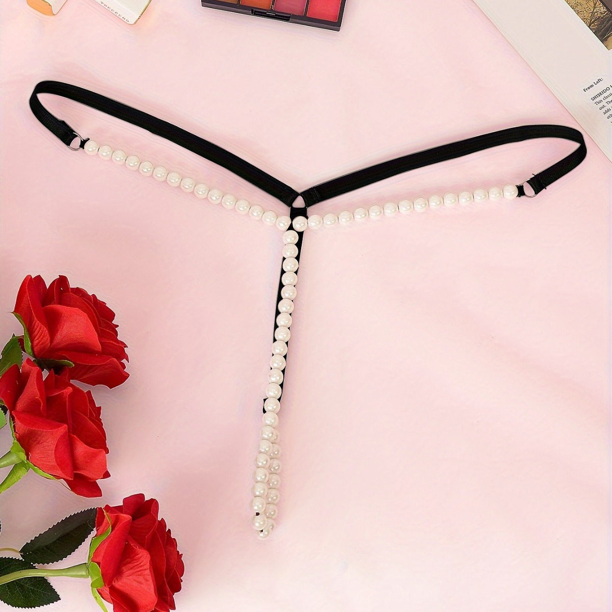 European and American Sexy Massage Pearl Chain Friction Temptation Briefs No-off Opening Temptation Fun thong