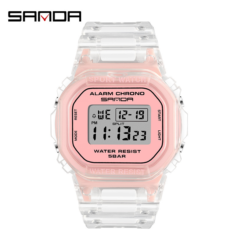 Picture of High-Quality, Popular Live-Streaming Item, Cross-Border Hit, Square Transparent Strap Electronic Watch, Multifunctional, Luminous, Waterproof