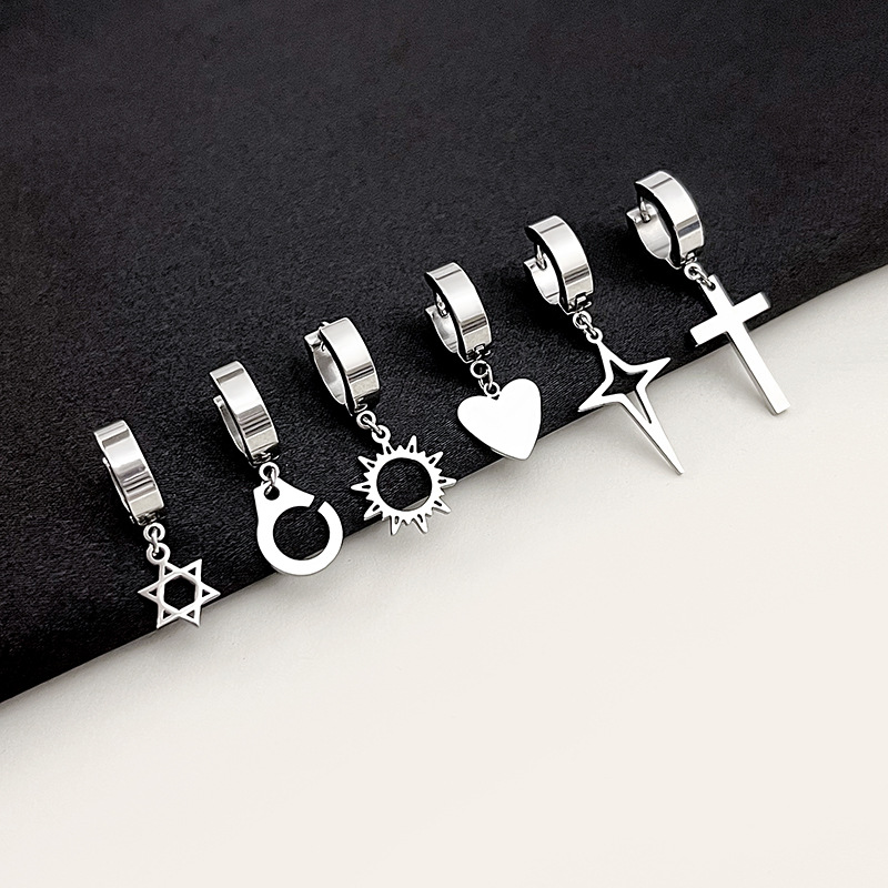 Amazon cross-border supply simple compact love stainless steel ear buckle creative design earrings ear clip ear jewelry