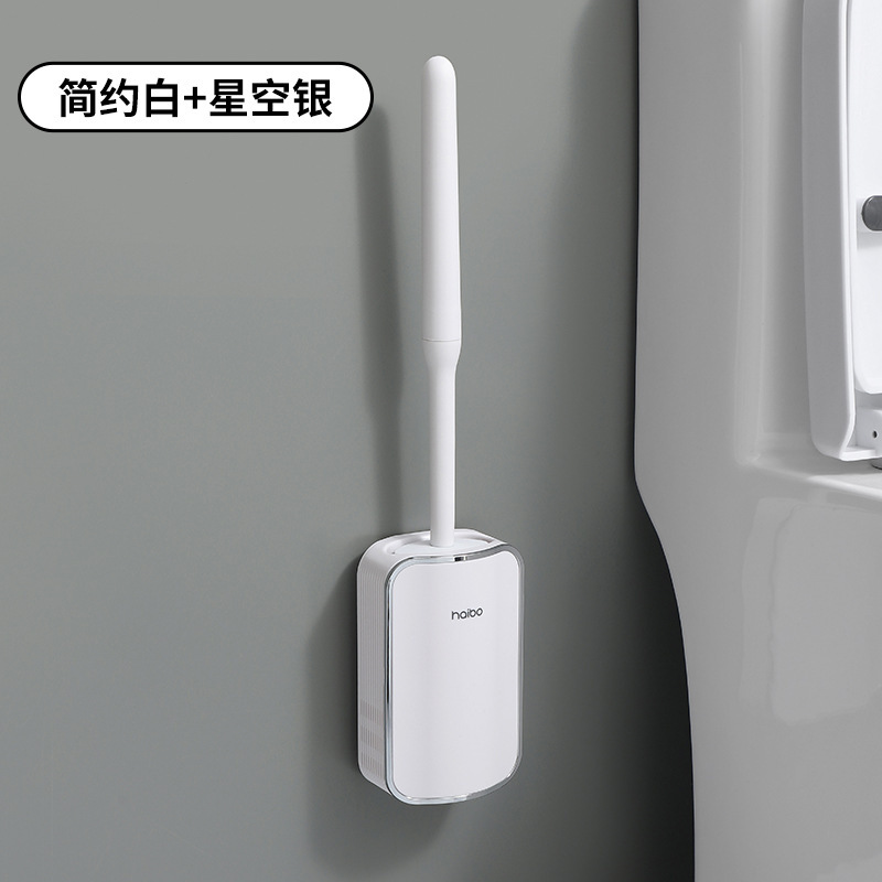 Picture of Silicone Toilet Brush Household No Dead Corner Toilet Brush No Punching Wall-Mounted Bathroom Squat Toilet Cleaning Brush