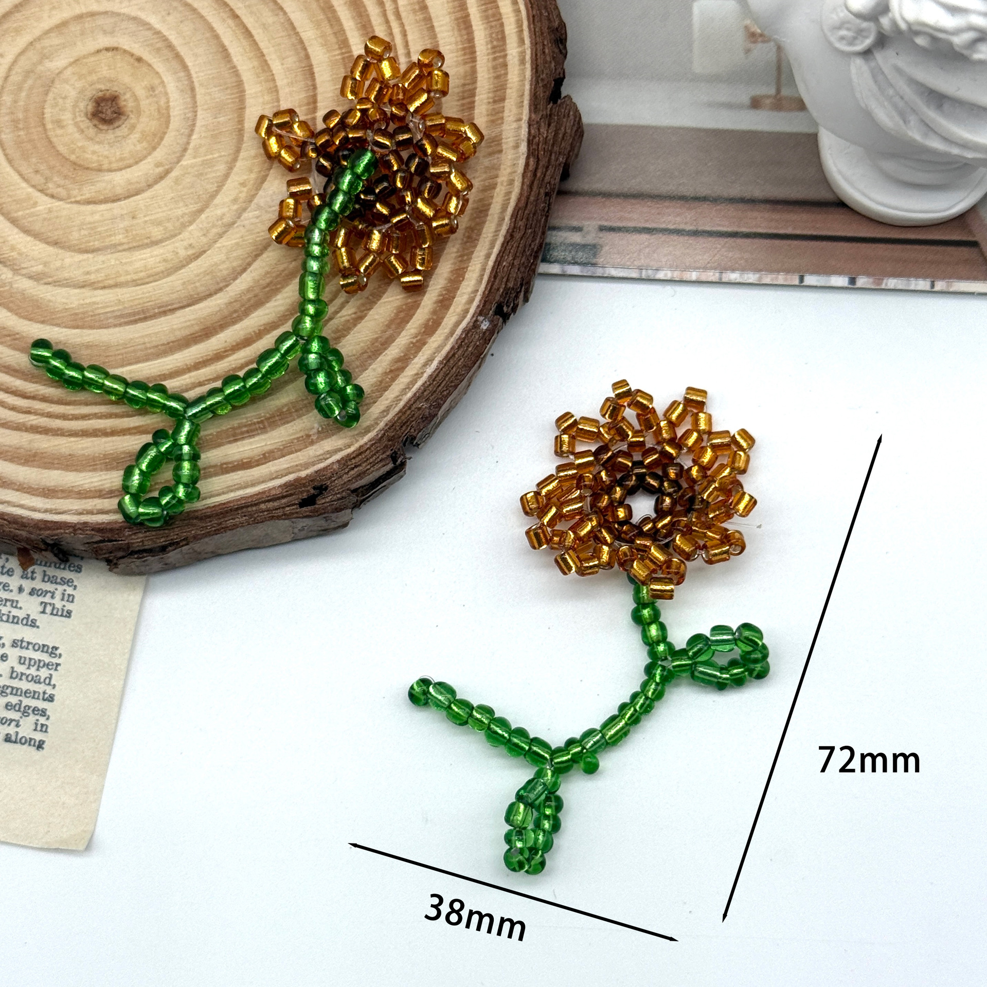 Picture of Handmade DIY woven sunflower flower semi-finished earrings, hair accessories, bags, pendants, accessories