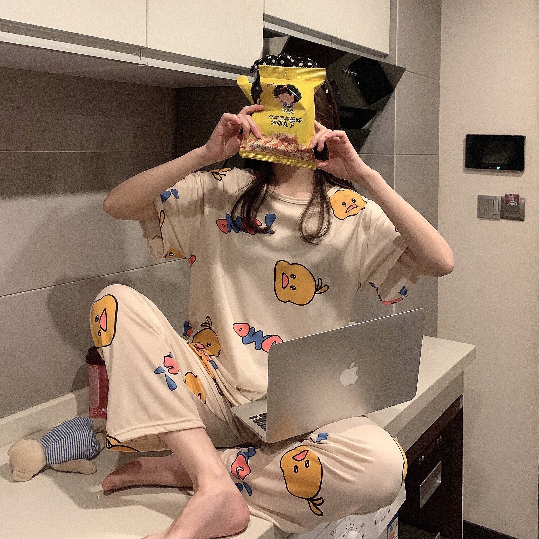 Picture of Pajamas Women's Spring and Autumn Summer Short-sleeved Trousers Large Size Loose Korean Style Fresh Cute Sweet Student Home Suit