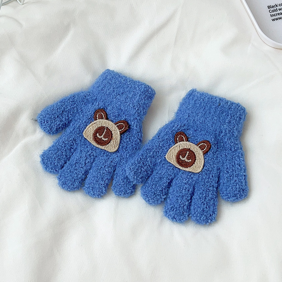 Picture of Korean cartoon children's warm gloves winter cold-proof granular velvet cute boys and girls knitted five fingers 1-3