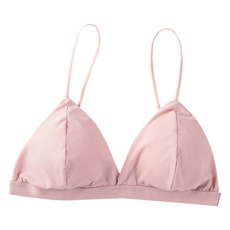 Ice Silk Thread French Triangle Cup Sling Beautiful Back Tube-Shroud Underwear Female Students Non-steel Ring Sexual Belt Chest Pad Wrapping Chest