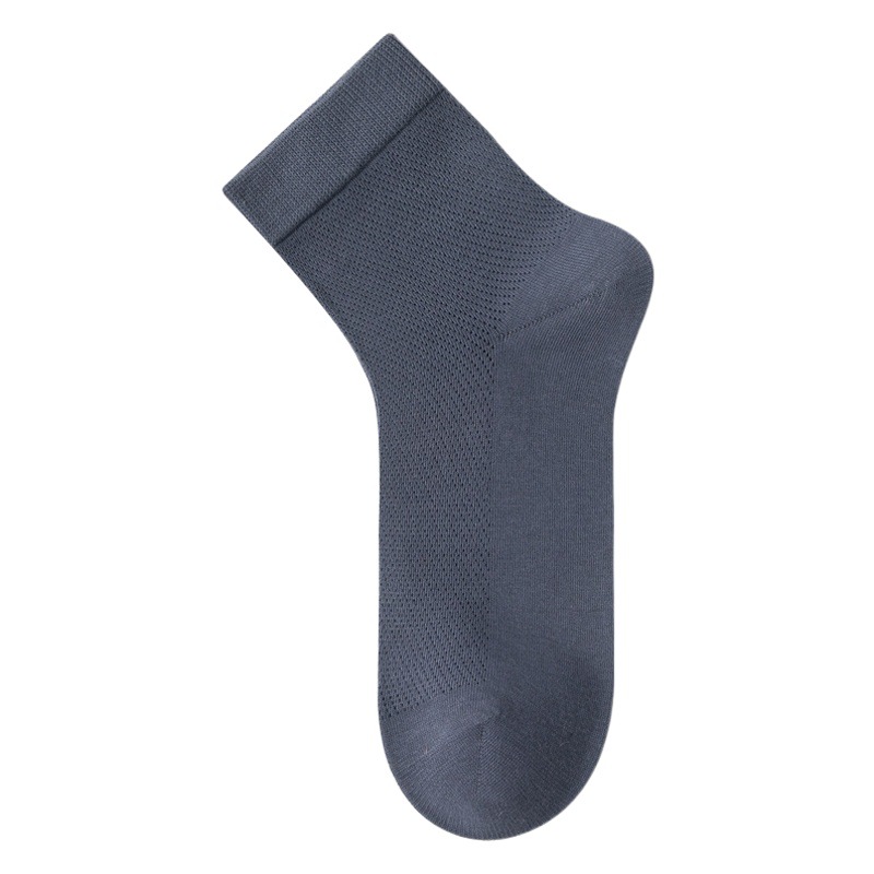 Men's socks spring and summer mid-tube socks antibacterial deodorant solid color cotton socks men's breathable mesh thin stockings