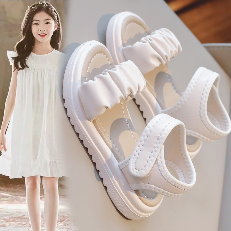 Girls' sandals net red soft-soled children's sandals for women from 7 to 16 years old summer fashion new student princess shoes.