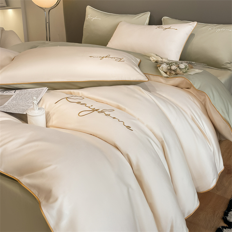 Picture of Light luxury 120 long-staple cotton quilt cover single piece pure cotton quilt cover solid color double-piece quilt cover Nantong bedding