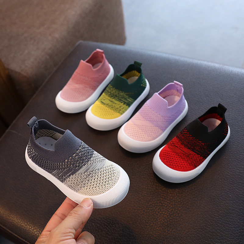 Picture of Contrast Color Middle and Large Children's Shoes Spring and Autumn Breathable Student Shoes Fashionable Casual Shoes Korean Style Boys and Girls Flying Weaving Shoes