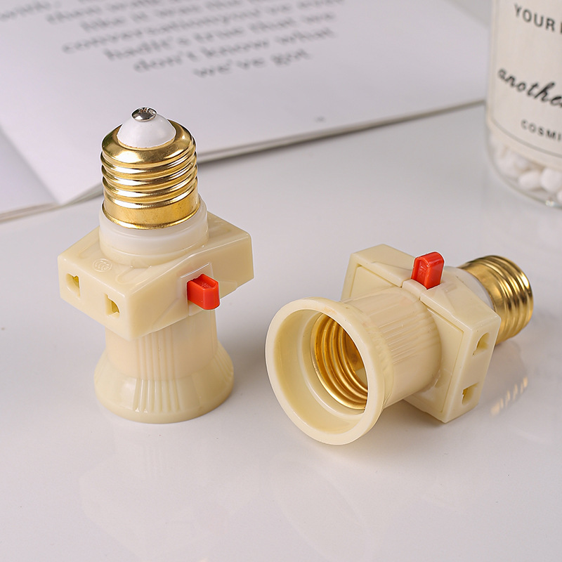 Milky White pure copper double split fire universal E27 lamp holder adopts raw materials with switch double-way conversion screw lamp holder