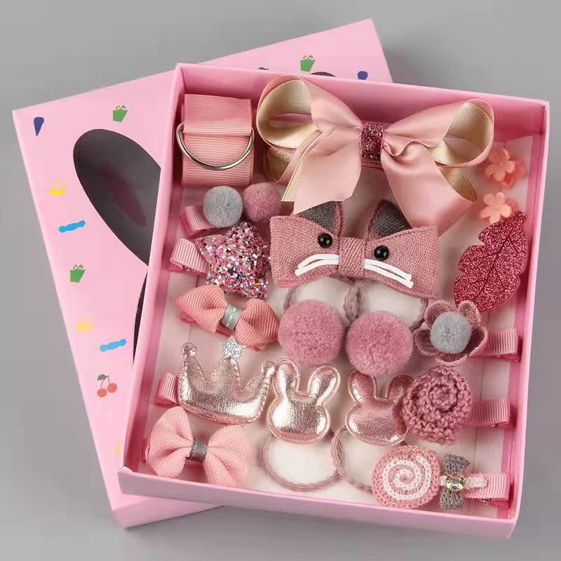 Korean children's hair accessories baby cloth hair clip princess cartoon BB clip crown hair clip hair ring gift box set side clip
