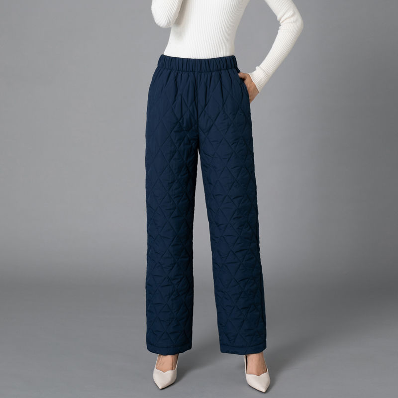 Picture of Wide-Leg Cotton Trousers for Women in Autumn and Winter, Thickeneded Middle-Aged and Elderly Warm Trousers, Slimming Look Large Size Casual Straight Outer Wear down Cotton Trousers
