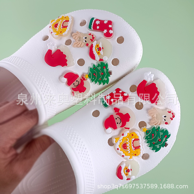 Picture of New Hot Selling Fluorescent Christmas Hole Shoe Accessories Ready-Made Cartoon Luminous Bag Bracelet Decoration Pvc Shoe Flower