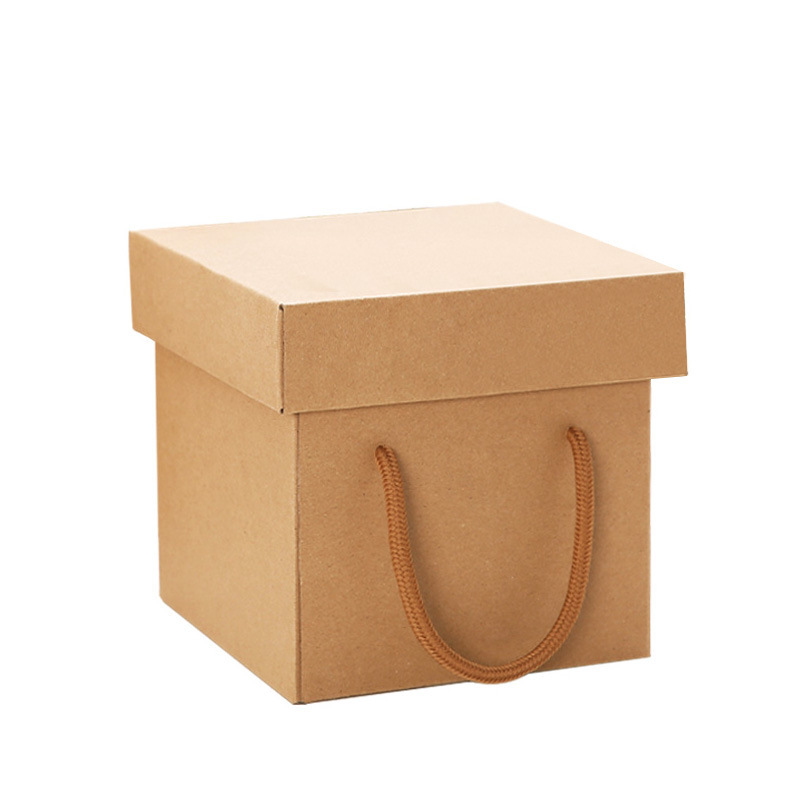 Picture of Kraft Paper Square Gift Box Portable Gift Box Blind Box Empty Box Accompanying Gift Box Corrugated Packaging Carton