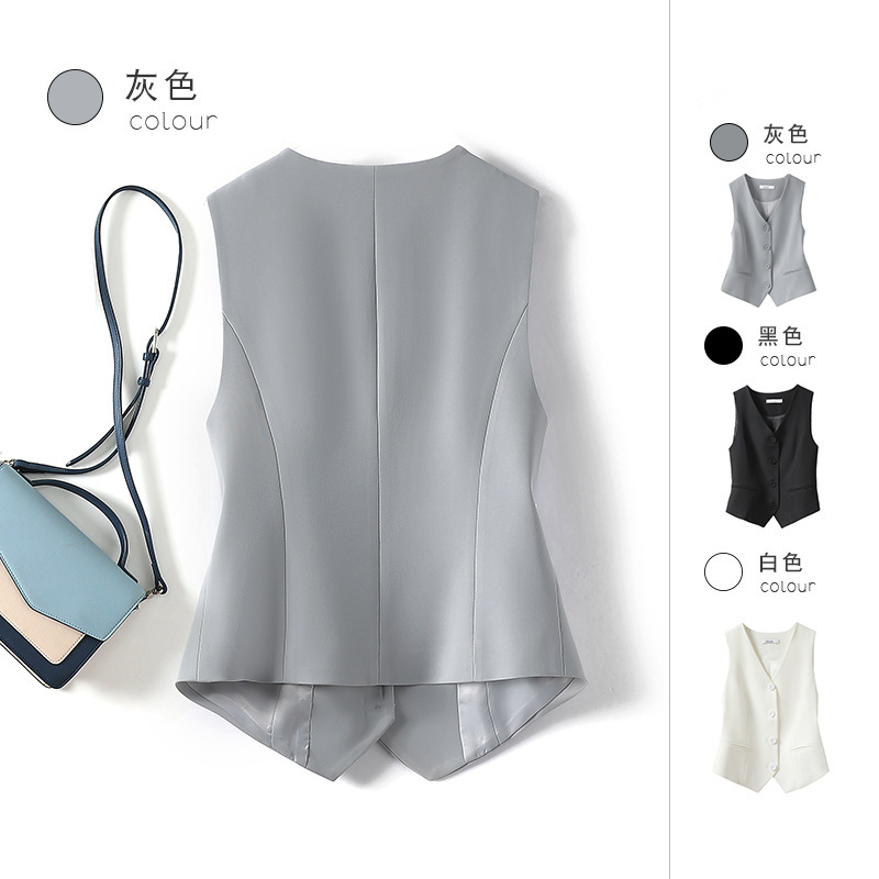 Picture of Suit Small Vest Grey Vest Women's Jacket New Outfit Top Short Sleeveless Vest for Small Women