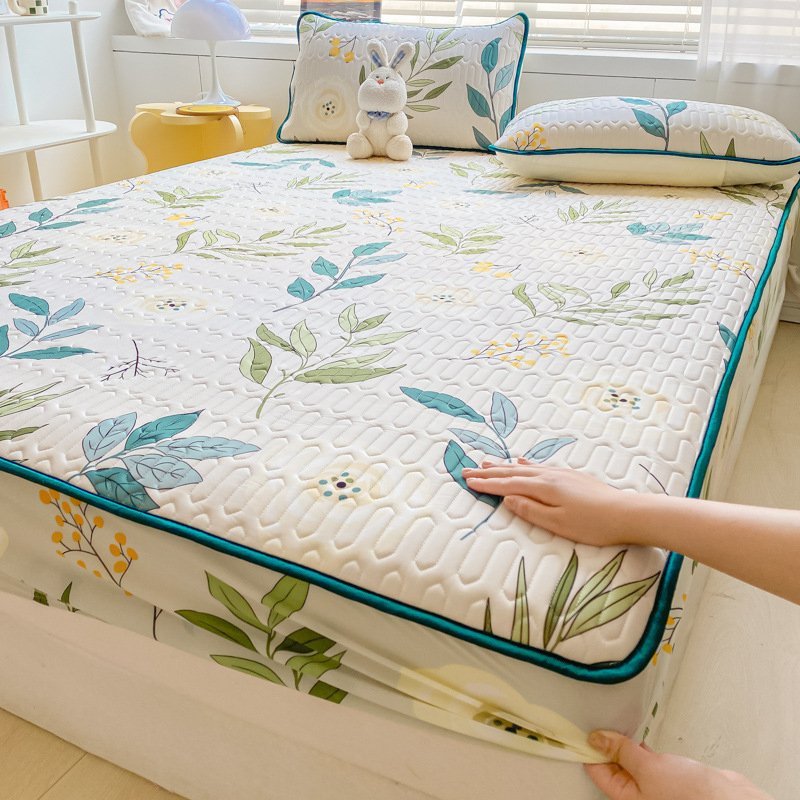 Picture of Class a Natural Latex Mat Set Air-Conditioned Mat Three-Piece Set Fitted Sheet Student Dormitory Summer Quilt Washable