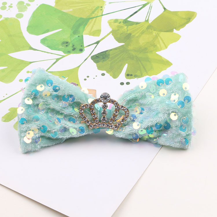 Picture of Children's Sequin Bow Hairpin Korean Elegant Little Girl Crown Stereo Hairpin Girls' Top Clip diy Hair Accessories