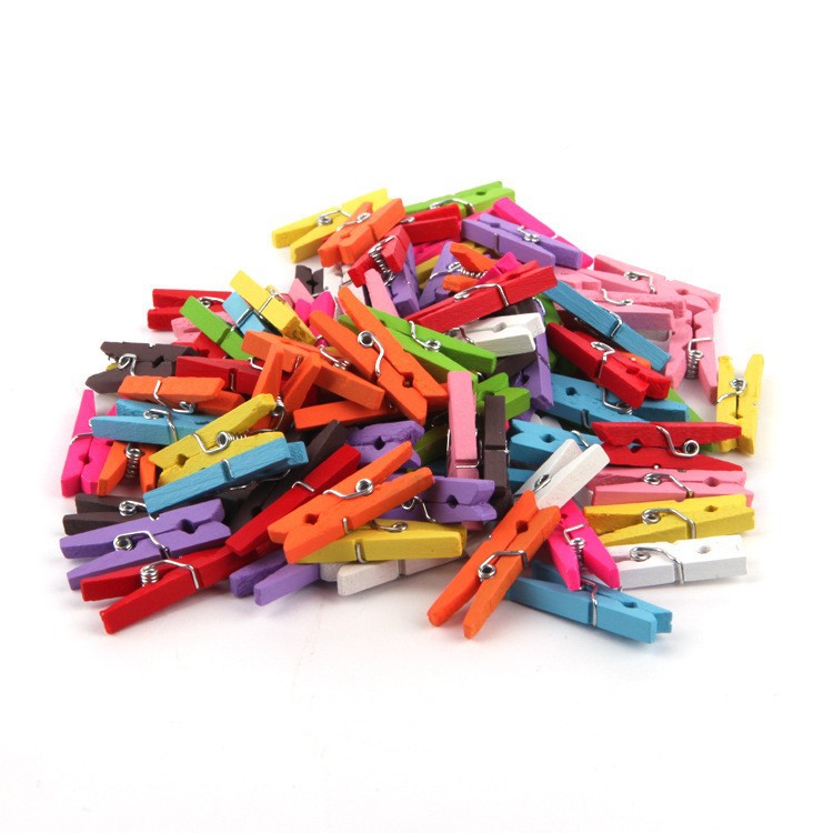 Picture of Supply of Wood Color Clothespins Wooden Crafts Photo Wall Cardboard Photo Frame Cartoon Home Pendant Small Wooden Clips