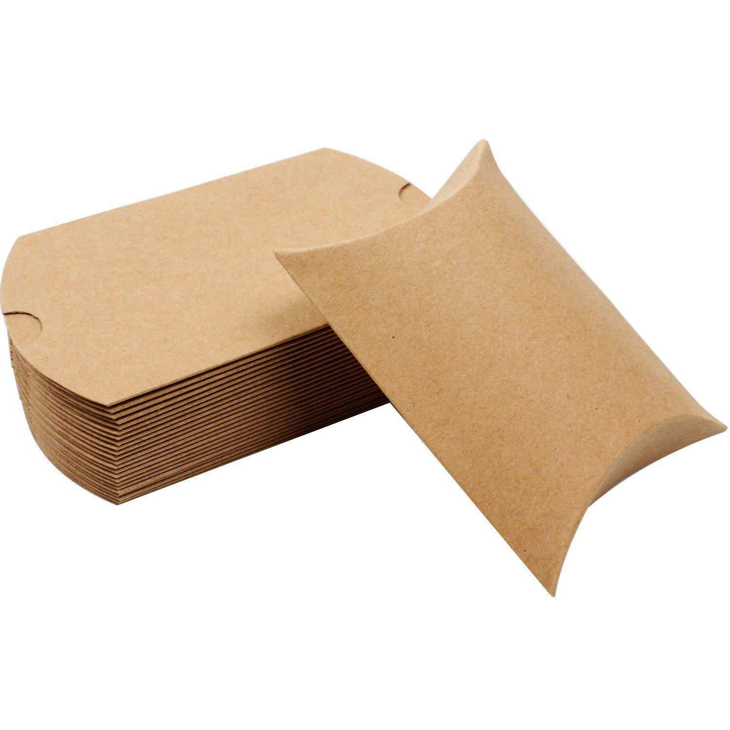 Picture of Kraft Paper Pillow Candy Box Cross-border Style with Hemp Rope Kraft Card White Card Black Card Packaging Box Wedding Party Birthday