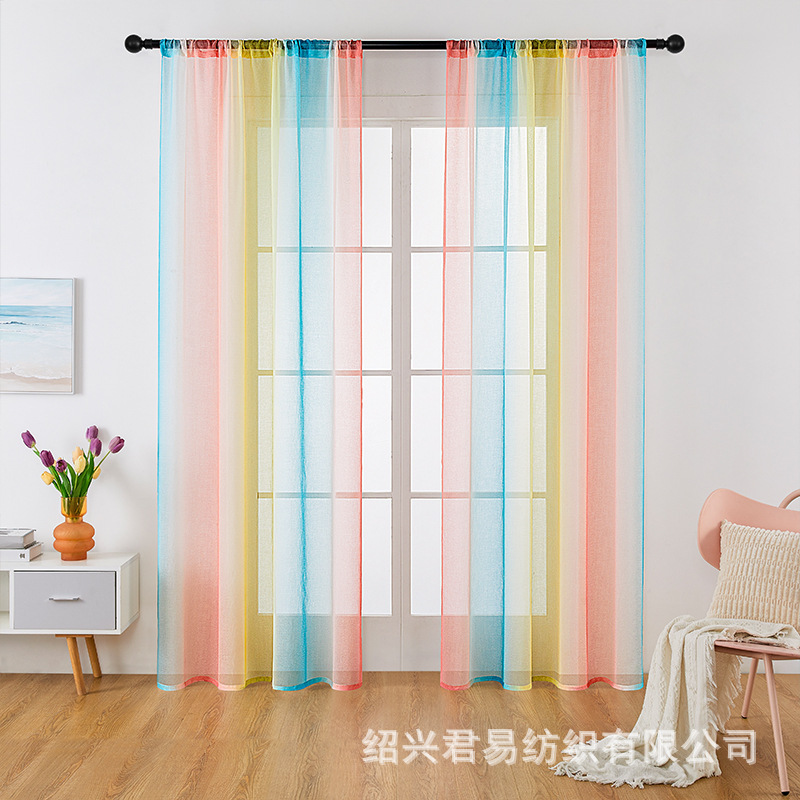 Picture of Keqiao factory New Amazon rainbow soft gauze curtain door curtain zebra curtain curtain cross-border screen curtain curtain