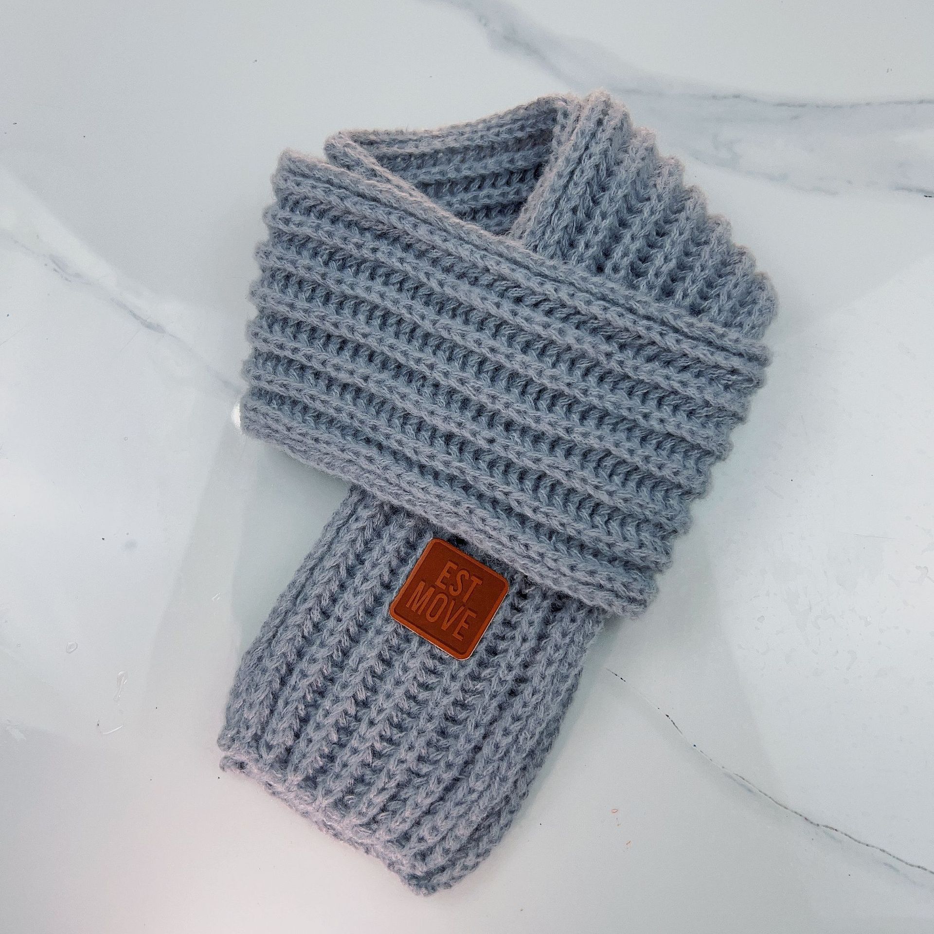 Picture of Ins K-Style Kidsren's Knitted Scarf Winter Pure Color Warm Wool Infants Boys and Girls Korean Baby Scarf Trendy