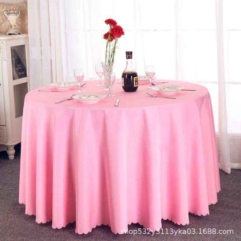 Picture of Large Round Table Restaurant Tablecloth Hotel Restaurant Banquet Family Usable Round Wedding European Tablecloth Table Cover Cross-Border