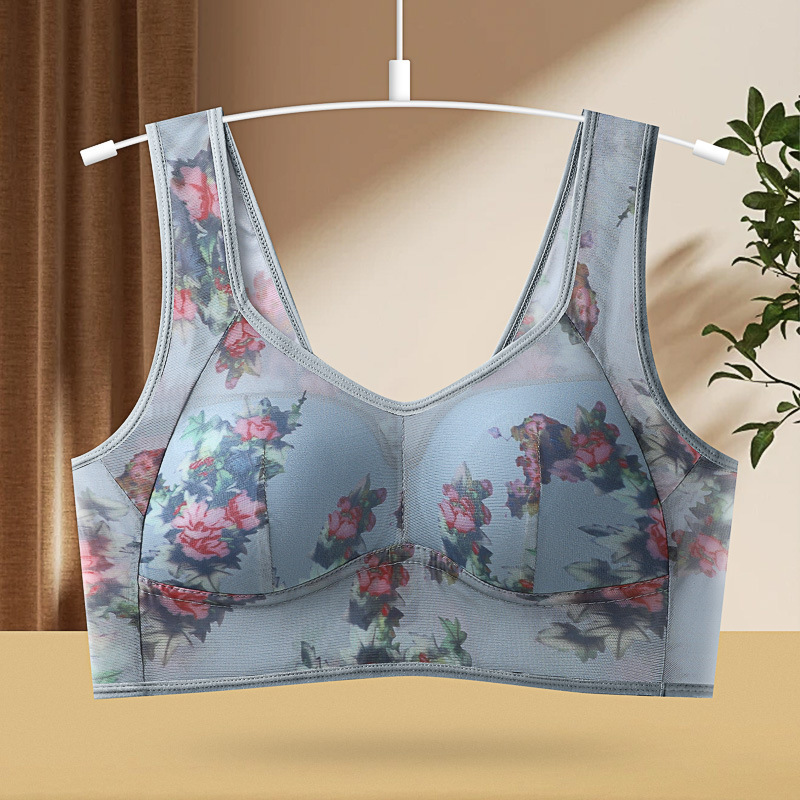 Picture of Summer Middle-aged and Elderly Mother Bra Underwear Full-size Cup Thin Mold Cup No-mark Vest Beautiful Back No-steel Rings Women's Bra