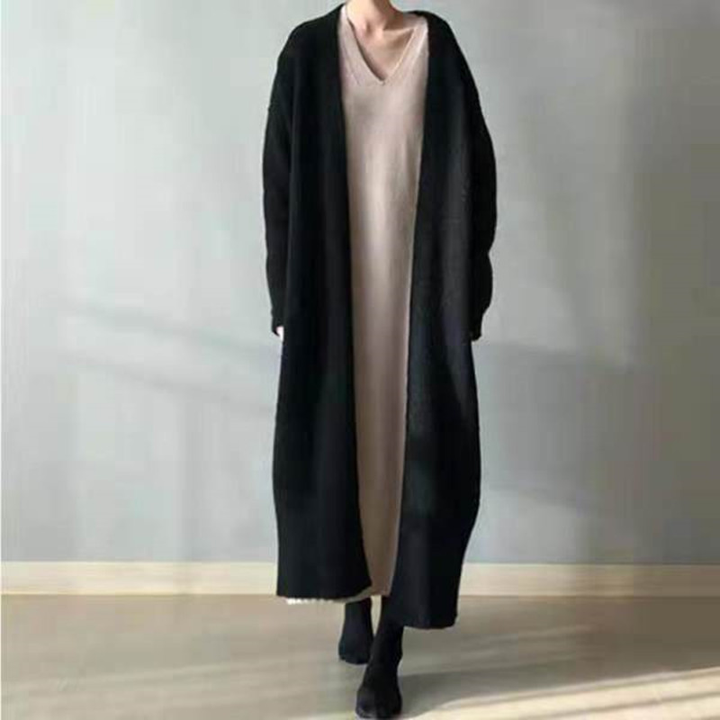 2024 South Korea Early Autumn New Mid-length Loose Casual All-match Sweater Jacket Knitted Cardigan
