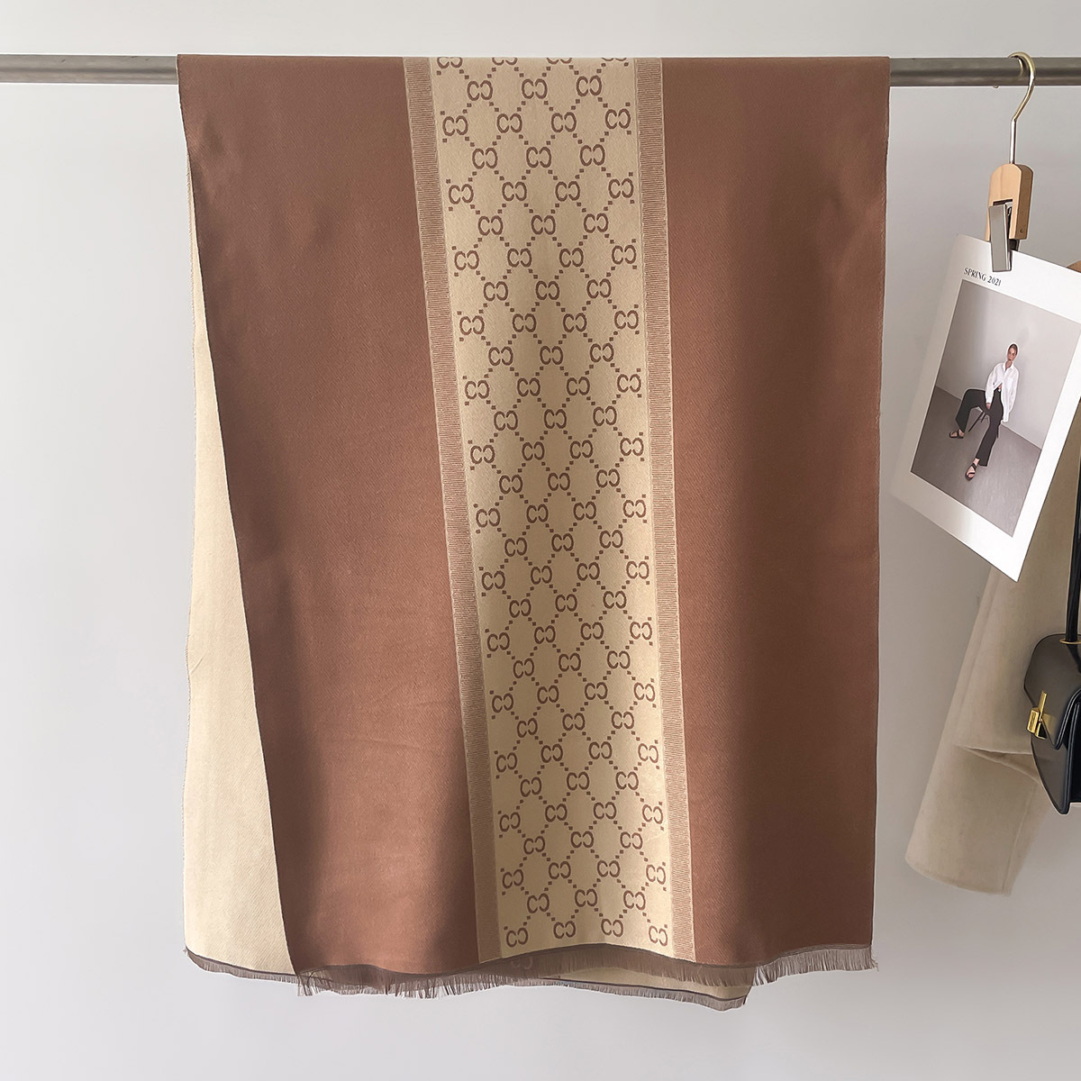Picture of Korean Style Autumn and Winter New Stitching Contrast Color Scarf Women's Imitation Cashmere All-match Warm Shawl Dual-purpose Long Thick Scarf