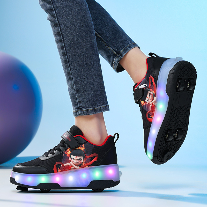 Picture of 2025 new cross-border children's luminous shoes pulley heloo shoes boys with brake wheels skates student sports