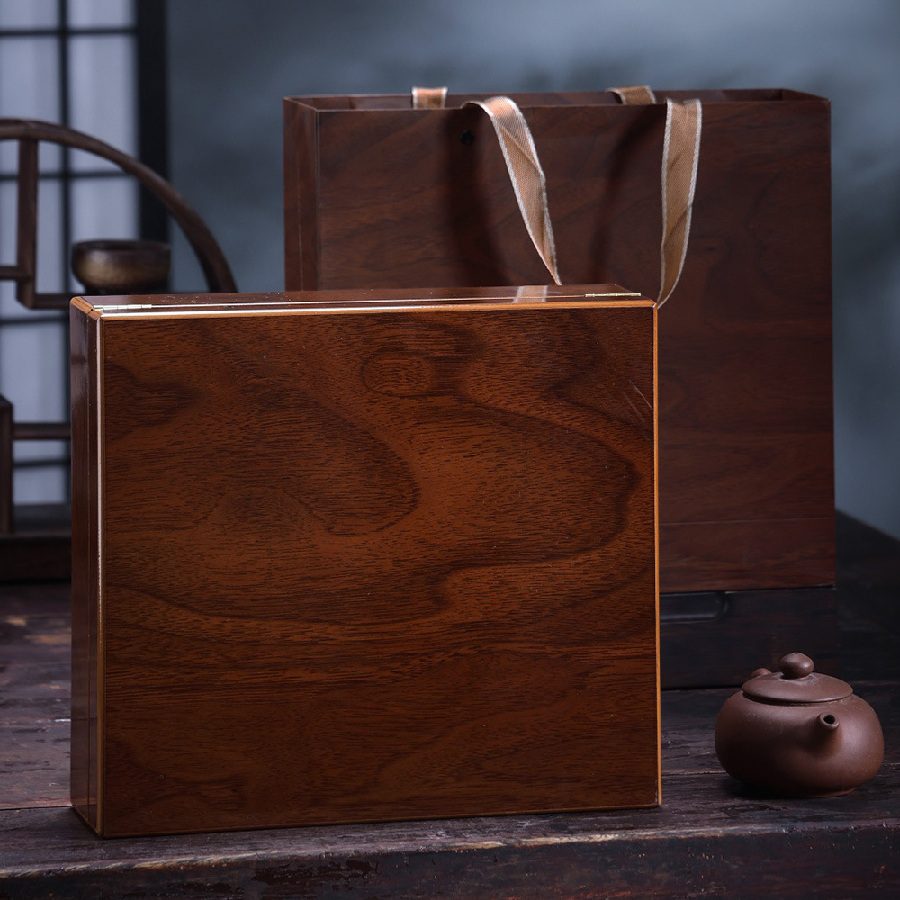 Tea Packaging Private Zhen Xizang Wooden Box Pu 'er Cake 357g Fuding White Tea Cake Box 350g Wood Grain Round Cake Empty Gift Box