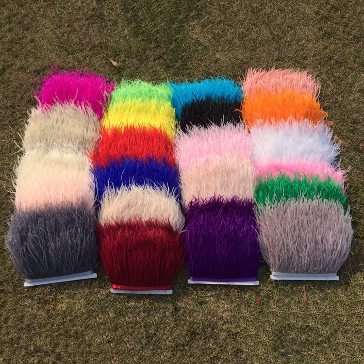 Wholesale supply of performance clothing accessories feather cloth edge DIY crafts 10-15cm ostrich feather cloth belt decoration