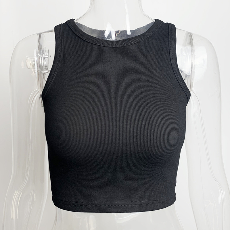 Picture of European and American Ins Sports Short Navel-Baring Sleeveless Top for Women 2025 Summer Cross-Border New Tight-Fitting I-Shaped Vest