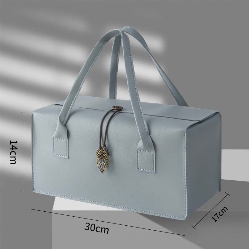 Picture of in stock High-grade Leather Red Wine Gift Box Double Pack Accompanying Gift Big Fortune Bag Business Gift Wine Packaging Box