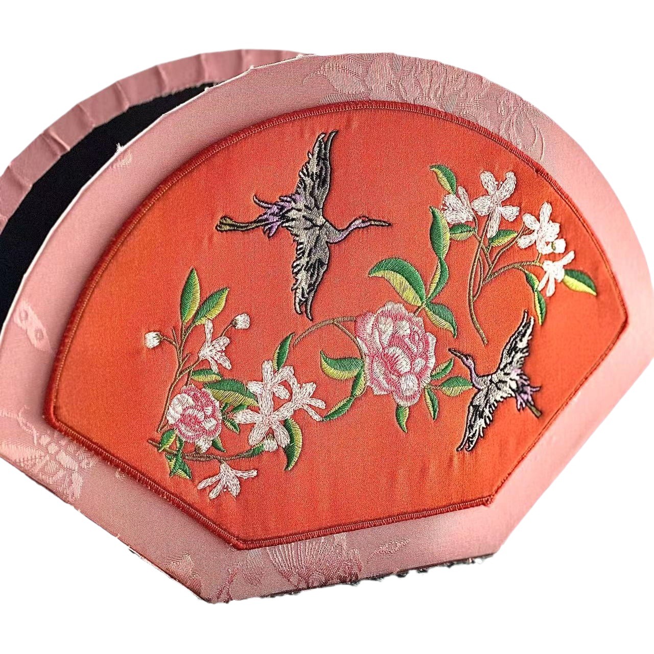 New Chinese New Year Flower Box Guofeng Embroidery New Year Flower Fan-shaped Flower Box Living Room Decoration Ornaments Gift Flower Box Wholesale